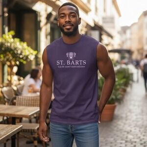 Isaac Morris St Barts Mens Sleeveless Tank Top PurpleIsle of Barthelemy Graphic